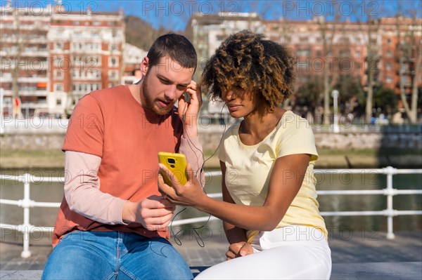 Multiracial couple on the streets of the city