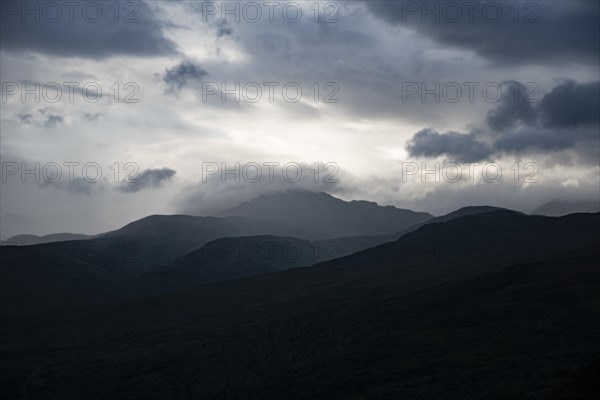 View from Ben Aan with dark cloudy sky