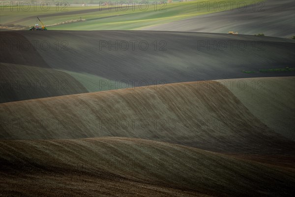 Beautiful harsh landscape of plowed Moravian fields in the autumn season. Czech republic