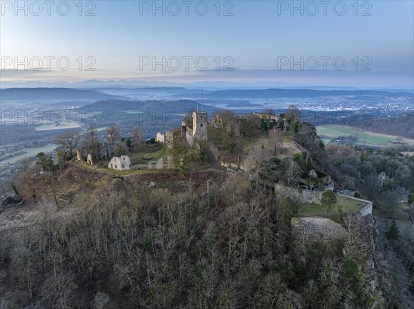 The Hohentwiel castle ruins at dawn