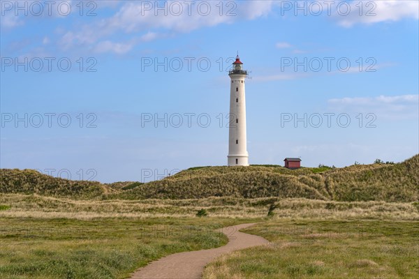 Lyngvik Fyr lighthouse on Holmsland Klit on the west coast of Jutland