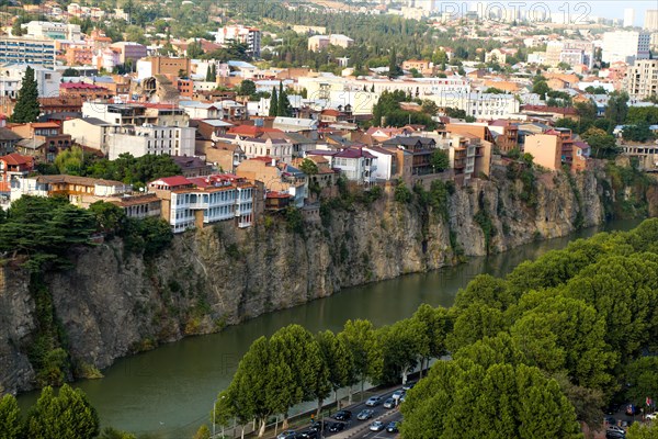 Kura river panorama of Tbilisi in Georgia