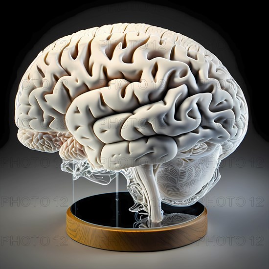 Icon image of human transparent head with brain and dementia