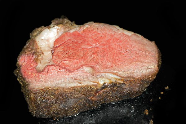 Cut of a pink roasted entrecote