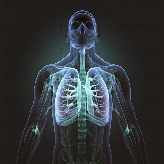 Transparent human with view of lungs