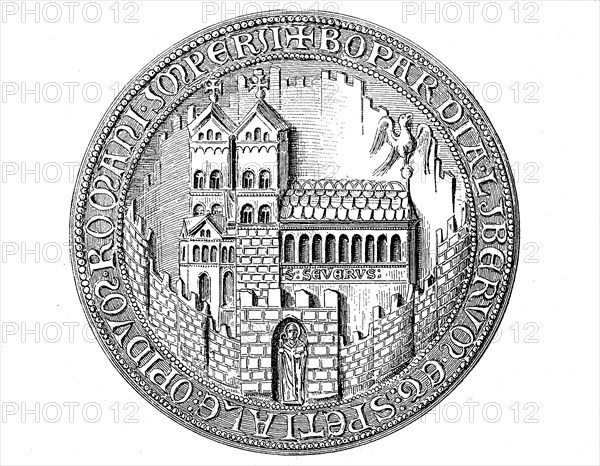 Medieval town seal from the 13th to 15th century