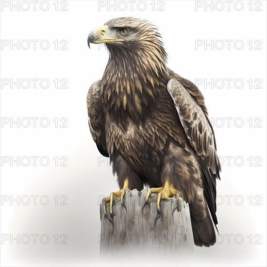 Portrait of an white tailed eagle who sits on a pole