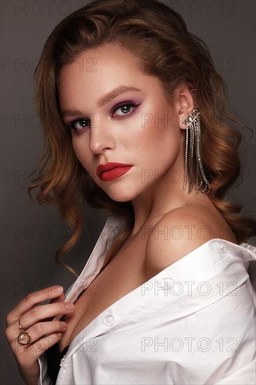 Beautiful sexy woman with classic make-up