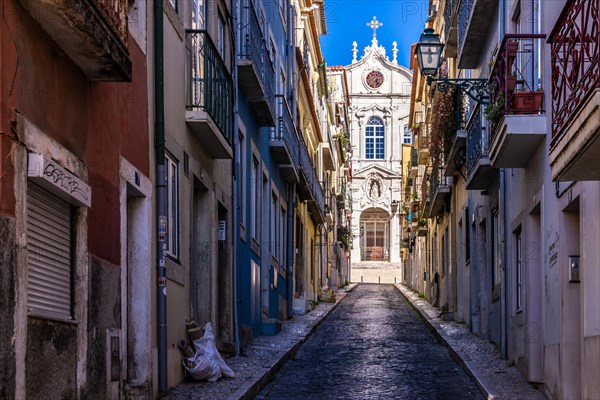 Old houses in narrow alleys and historic streets. Old house fronts in the morning and in the sunshine