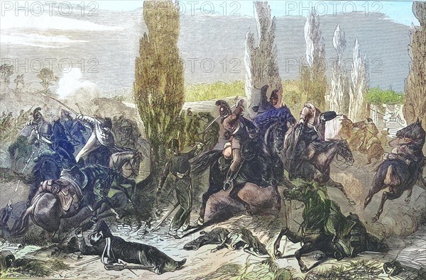 The 3rd Saxon riders regiment in the battle at Buzaney