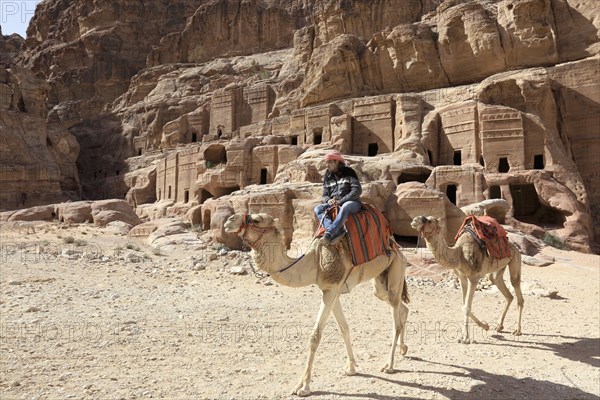 Bedouins with camels on horseback