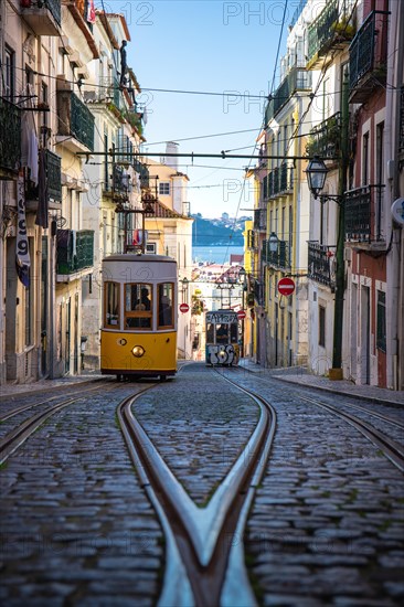 Old houses in narrow alleys and historic streets. Old house fronts in the morning and in the sunshine