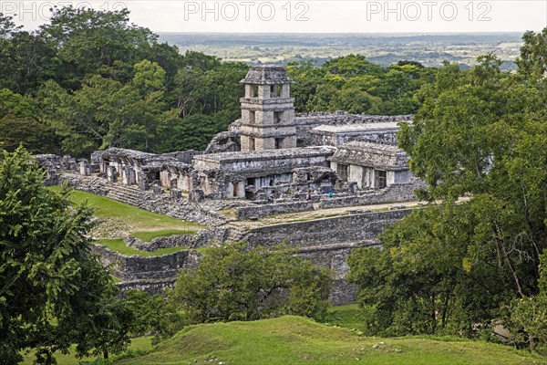 Palace with Observation Tower at the pre-Columbian Maya civilization site of Palenque