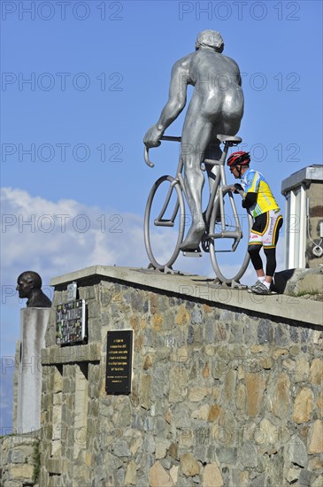 Statue for Tour de France cyclist Octave Lapize at the Col du Tourmalet in the Pyrenees