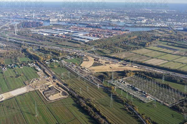 Aerial view of the motorway construction site A26