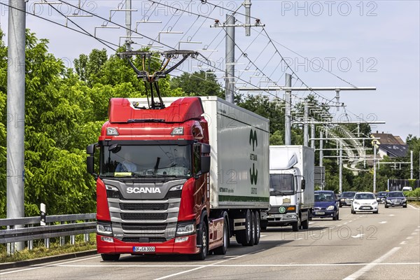 Pilot route for overhead line trucks