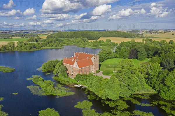 Aerial view over 16th century Svaneholm Castle