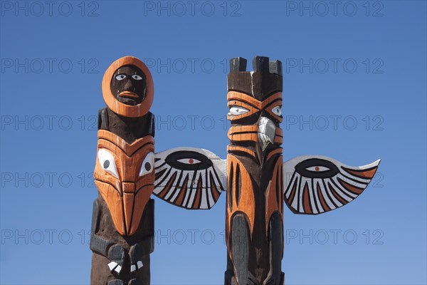 Two totem poles in the Jasper National Park