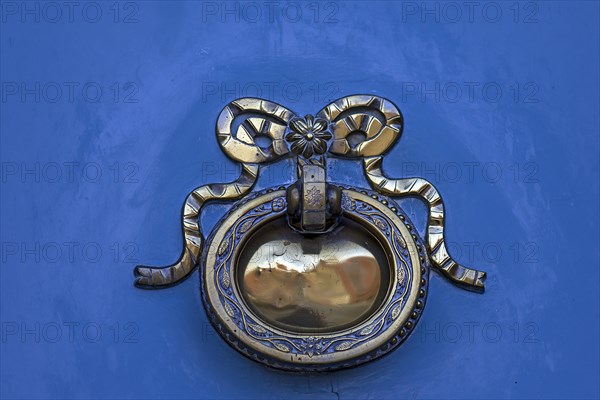 Antique door knocker on a front door