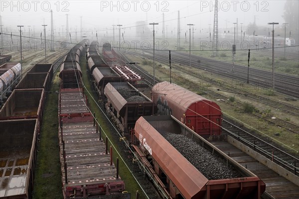 Marshalling yard in the fog