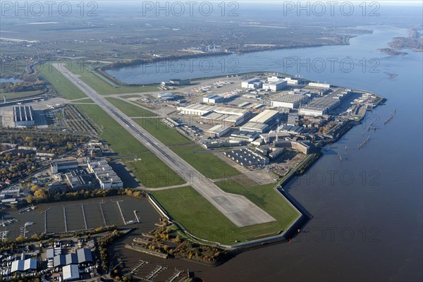 Aerial view Airbus Werke Hamburg Finkenwerder