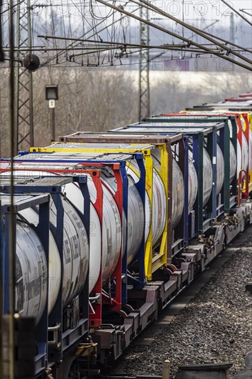 Goods train with tank wagon on the way