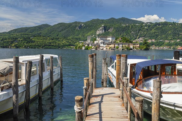 View from the jetty in Orta San Giulio to the island of San Giulio