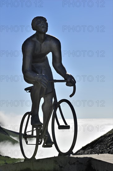 Statue for Tour de France cyclist Octave Lapize at the Col du Tourmalet in the Pyrenees