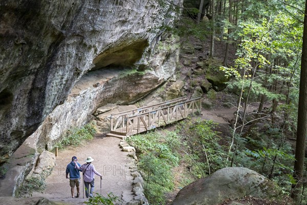 Hikers in the Old Mans Cave area at Hocking Hills State Park