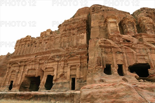 The royal wall with the palace belt in the abandoned rock city of Petra