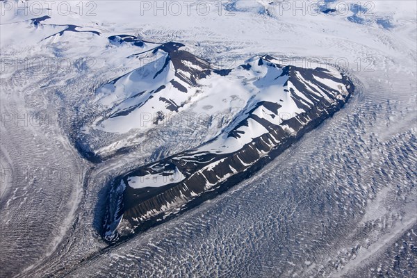 Aerial view of mountainous landscape of Spitsbergen