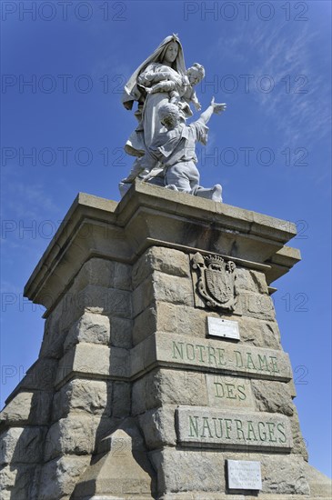 The statue Notre-Dame des naufrages at the Pointe du Raz at Plogoff