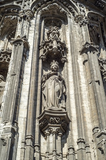 Isabella from Portugal statue on facade of the Ghent town hall