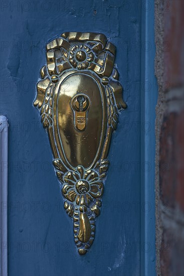 Antique door lock on a front door