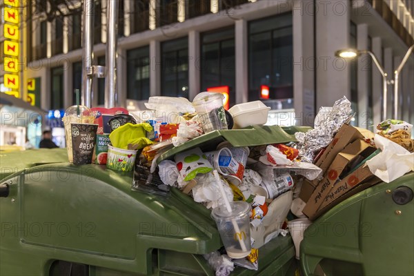 Full rubbish containers in the city centre of Stuttgart