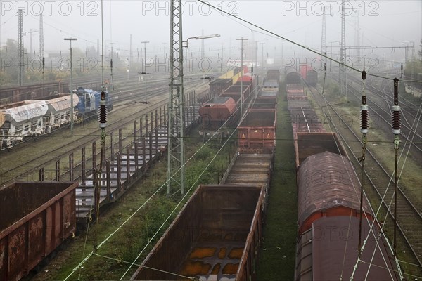 Marshalling yard in the fog