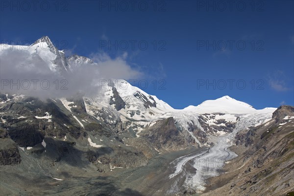 Aerial view over shrinking Pasterze