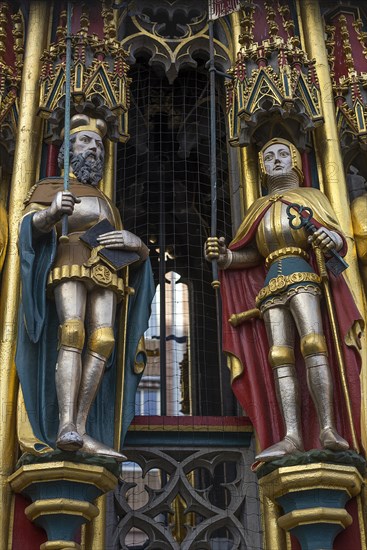 Figures at the Beautiful Fountain: on the left Count Palatine of the Rhine