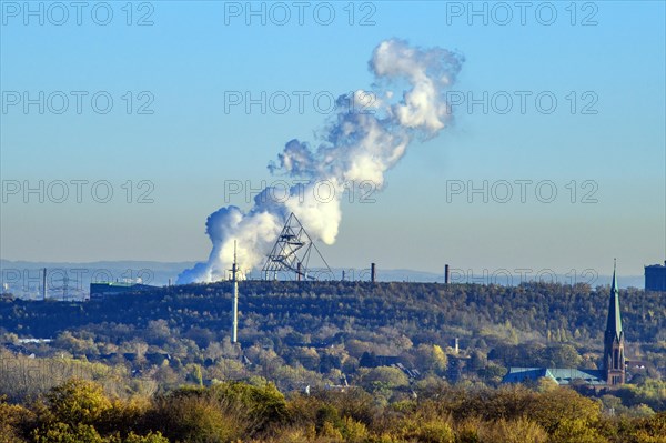 View of extinguishing cloud Cloud of water vapour from Prosper coking plant