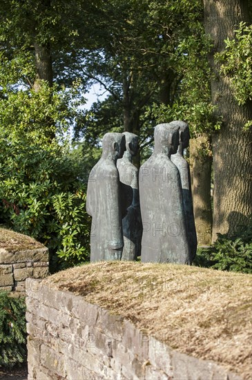 Sculpture group Trauernde Soldaten by Emil Krieger at the First World War One military cemetery Deutscher Soldatenfriedhof Langemark