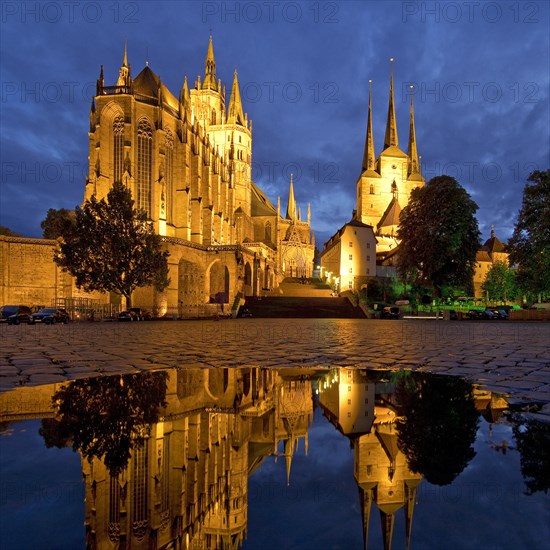 Erfurt Cathedral and Severi Church in the evening