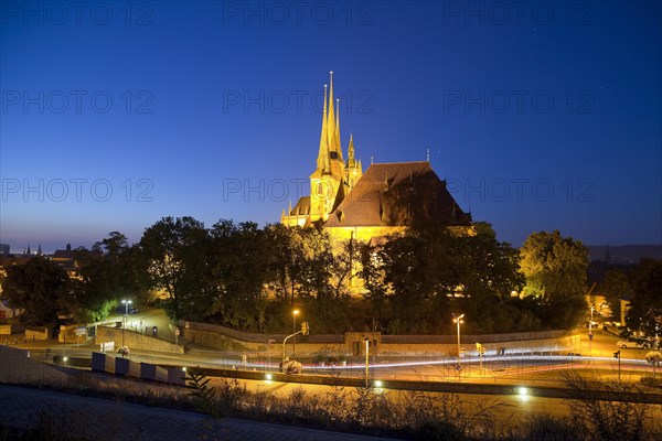 Severi Church and Erfurt Cathedral in the evening