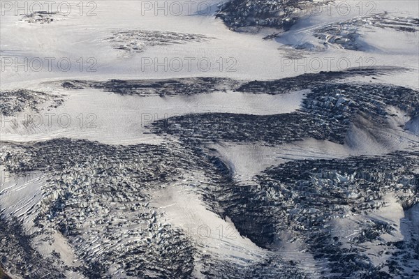 Aerial view over glacier of the volcano Eyjafjallajoekull