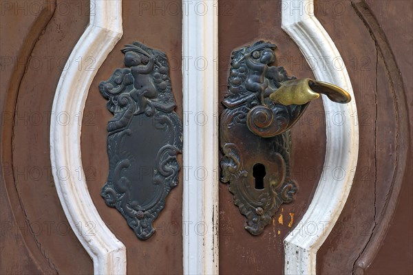 Old door lock on a historic house