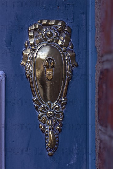 Antique door lock on a front door