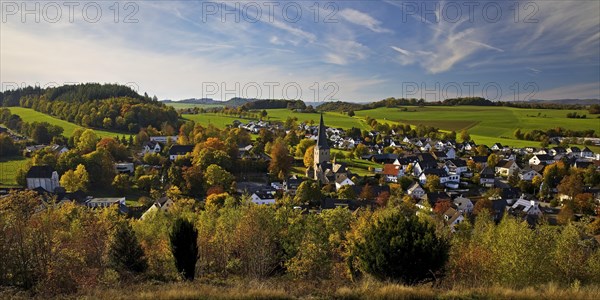 View of the district Stockum with the St. Pancratius Church