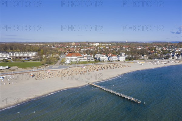 Aerial view over hotels