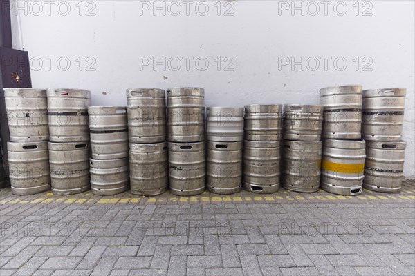 Storing beer barrels in a backyard