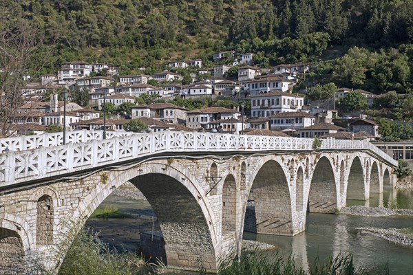 The old Ottoman Gorica Bridge over the Osum river in summer