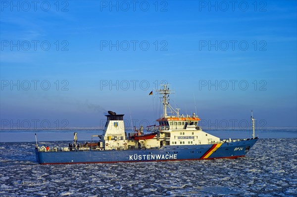 Coastguard vessel on the Lower Elbe near Cuxhaven